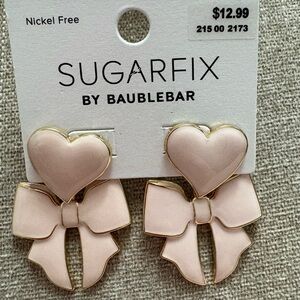 Sugarfix by BaubleBar Pink Heart & Bow Earrings + gold bow studs